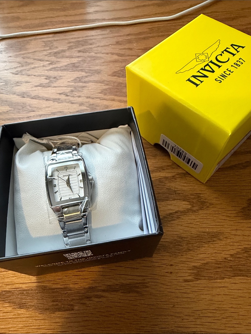 Invicta Silver Stainless Steel Women’s Watch with Rectangular Dial